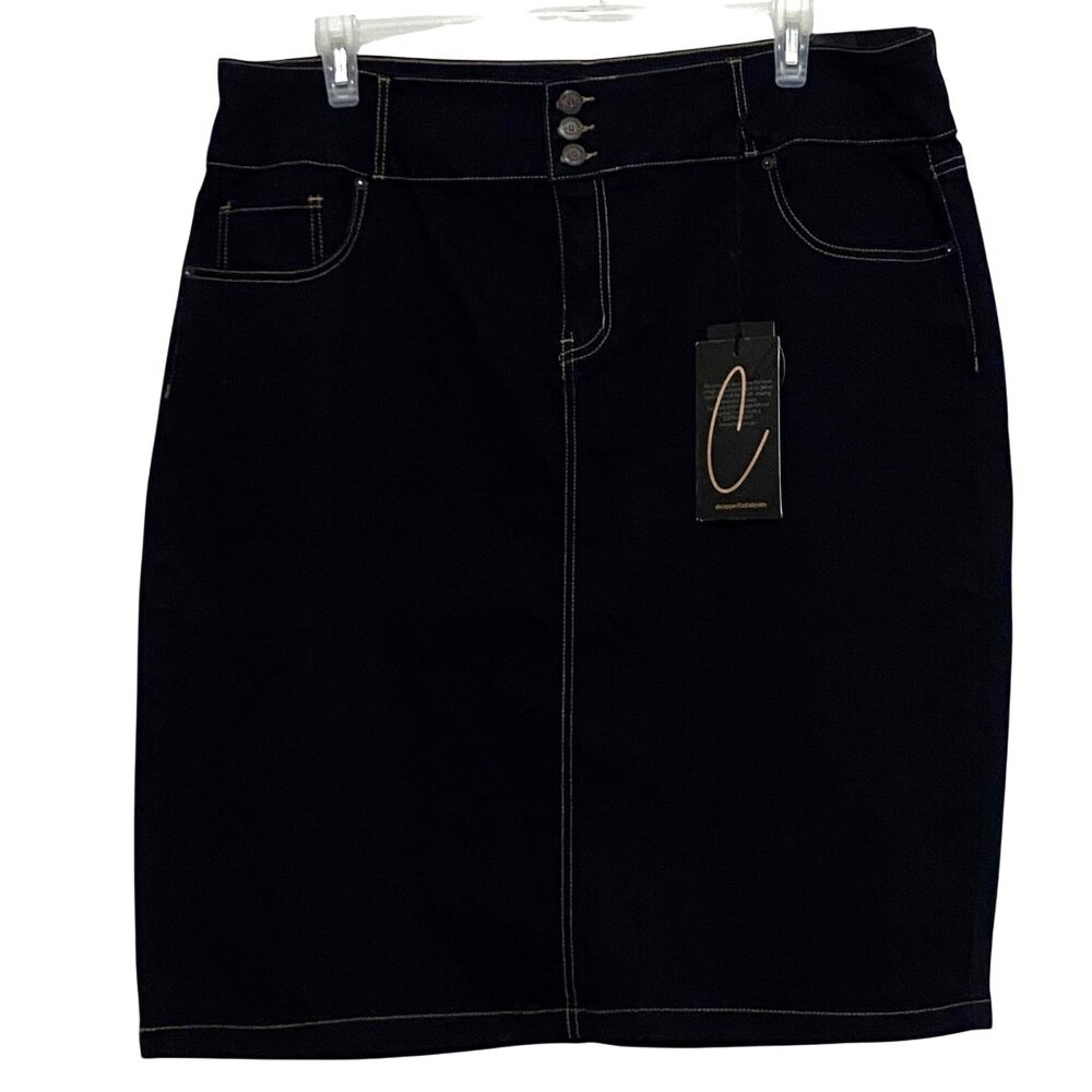 Copperflash Denim Pencil Skirt 22W Dark Blue Wash Take Me‎ Up High Rise Curvy